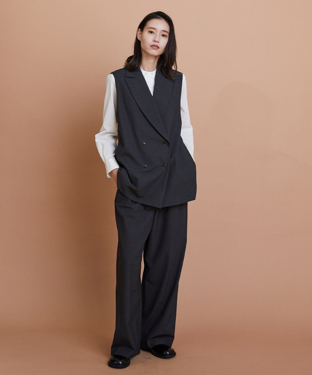 L'EQUIPE Lサイズ（大きいサイズ） 【大きいサイズ】ウォッシャブルTR2wayストレートパンツ チャコールグレー