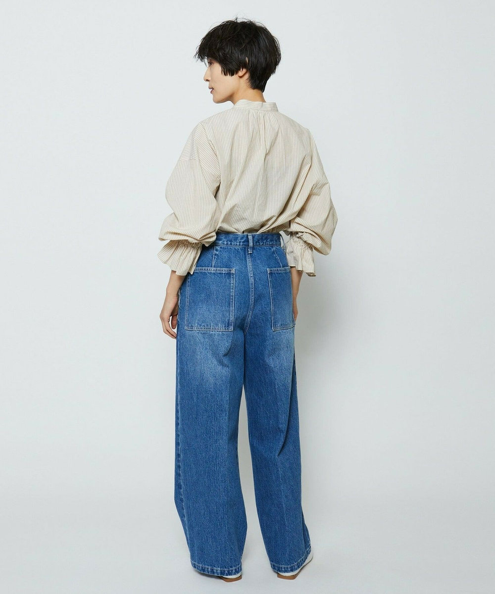 feerique feerique ヴィンテージライクワイドデニムパンツ ブルー