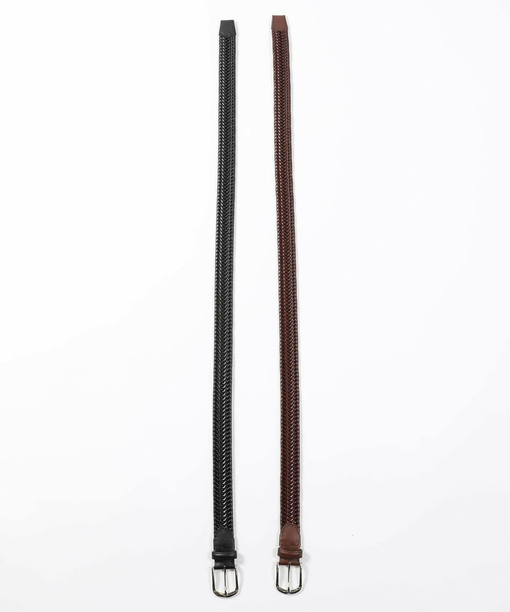 MEN'S BIGI 【DOMODOSSOLA】レザーメッシュプレーンベルト ブラック