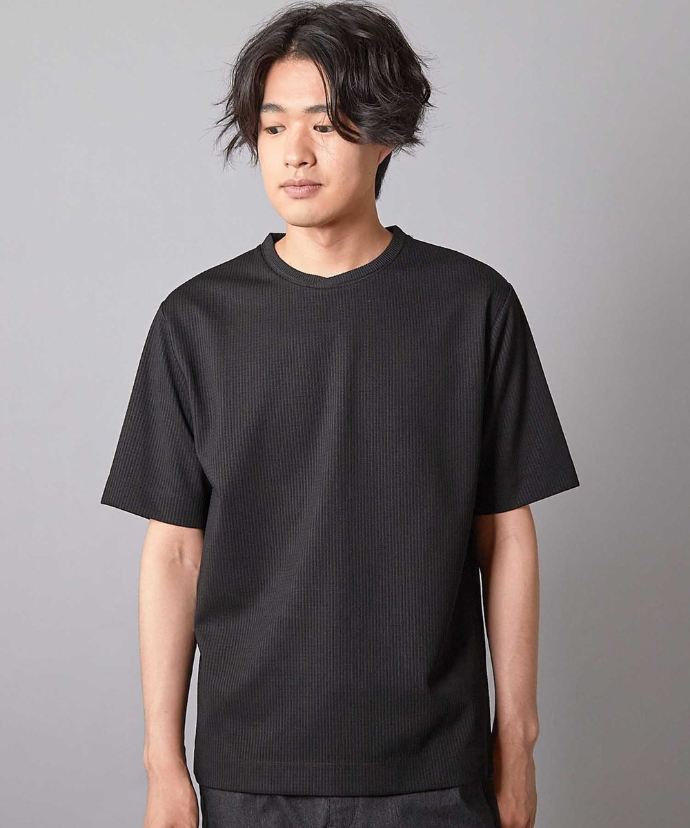 UNION STATION ジャガードストライプTシャツ ブラック