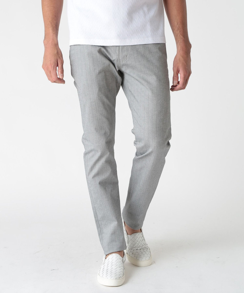 MEN'S BIGI ＜ON/OFF兼用＞シャドーヘリンボーンストレッチパンツ ライトグレー