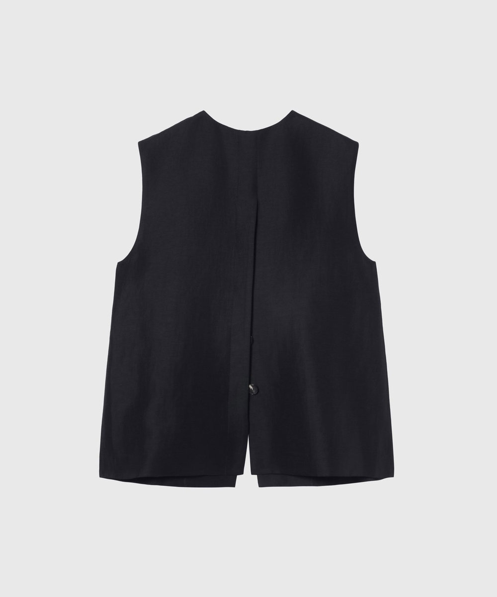 DÉPAREILLÉ TRIACETATE LINEN GILET / トリアセテートリネンジレ ネイビー
