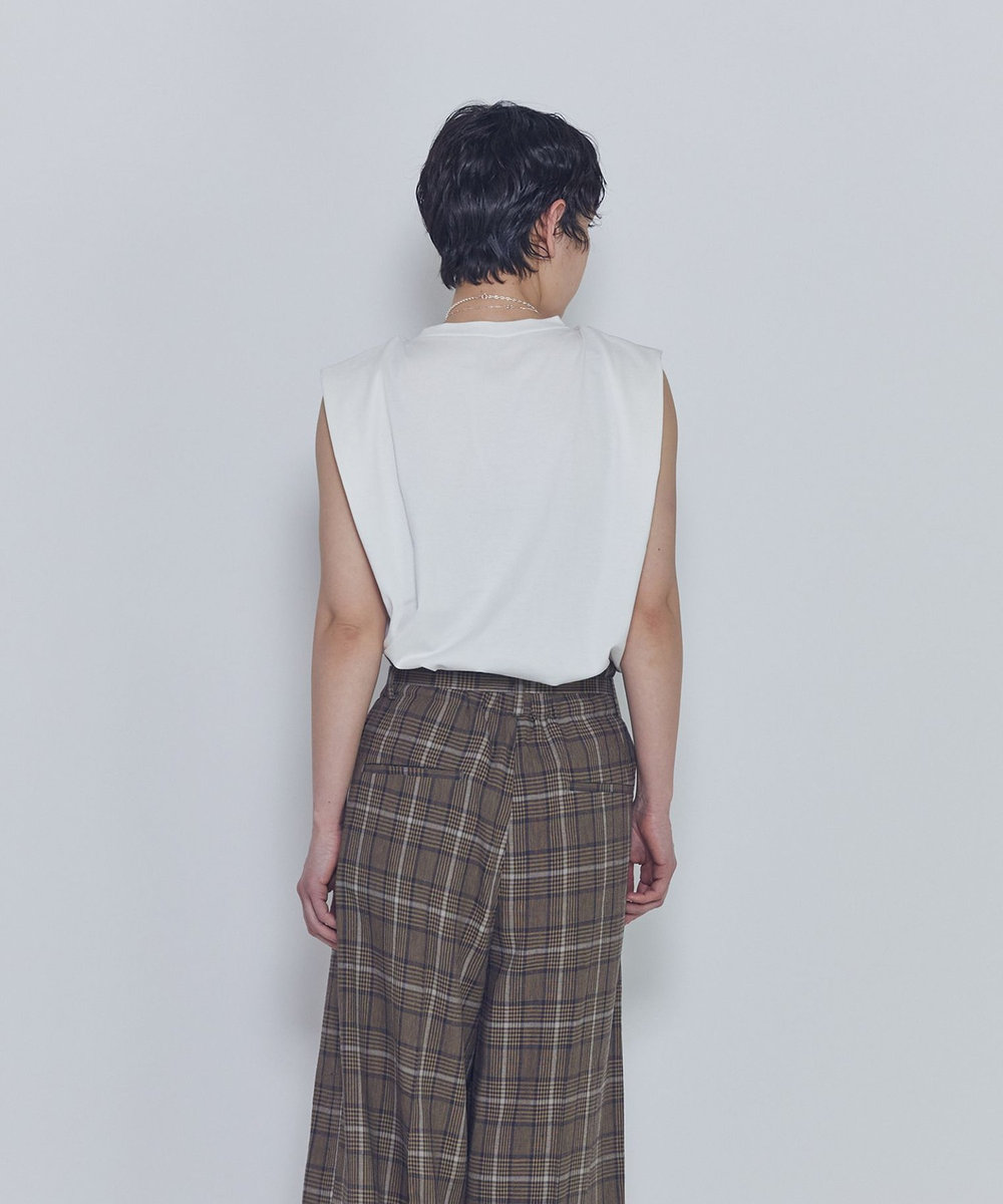 1er Arrondissement ショルダータックノースリーブTシャツ オフホワイト