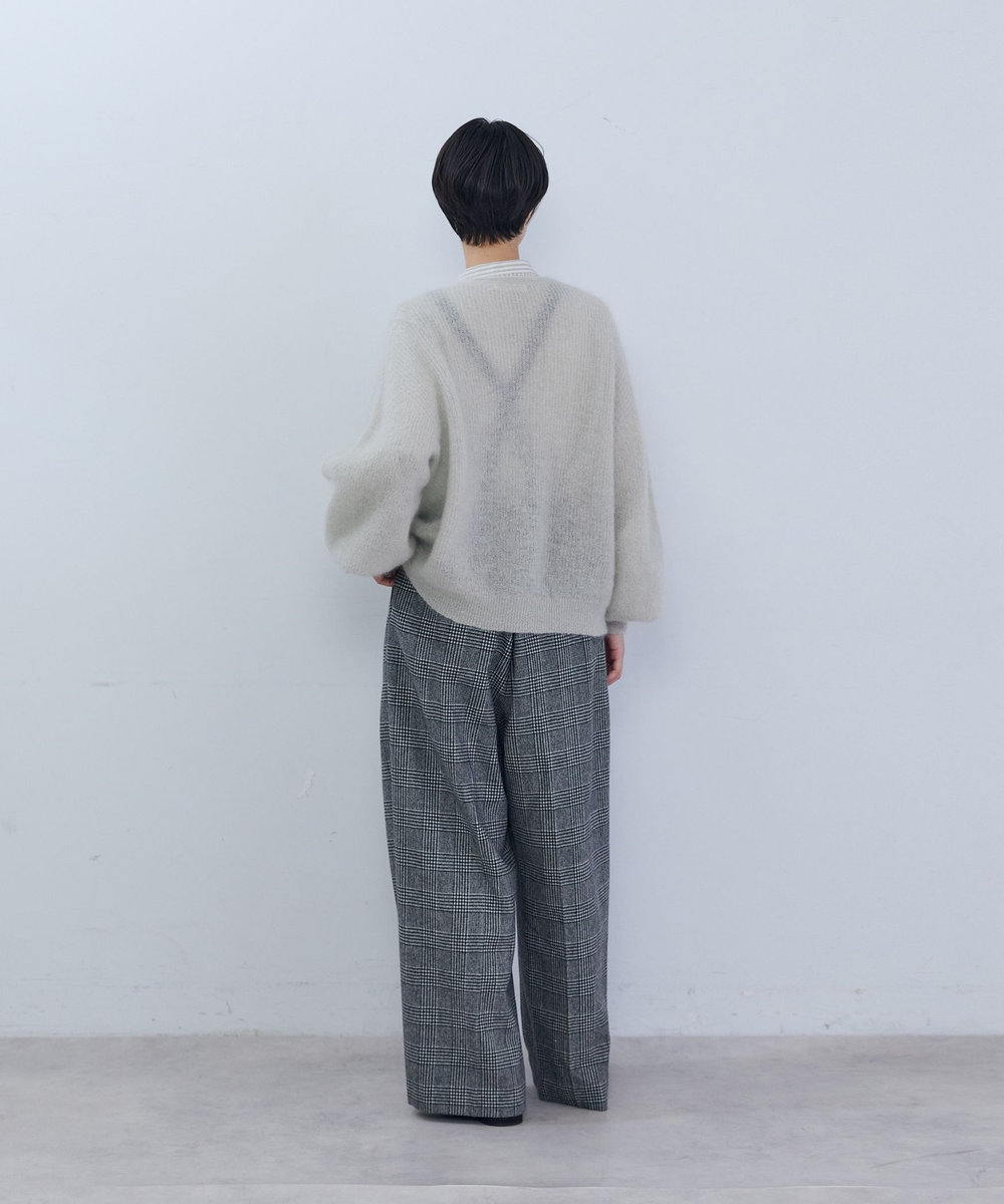 ADIEU TRISTESSE キッドモヘア片畦ニットカーディガン ライトグレー