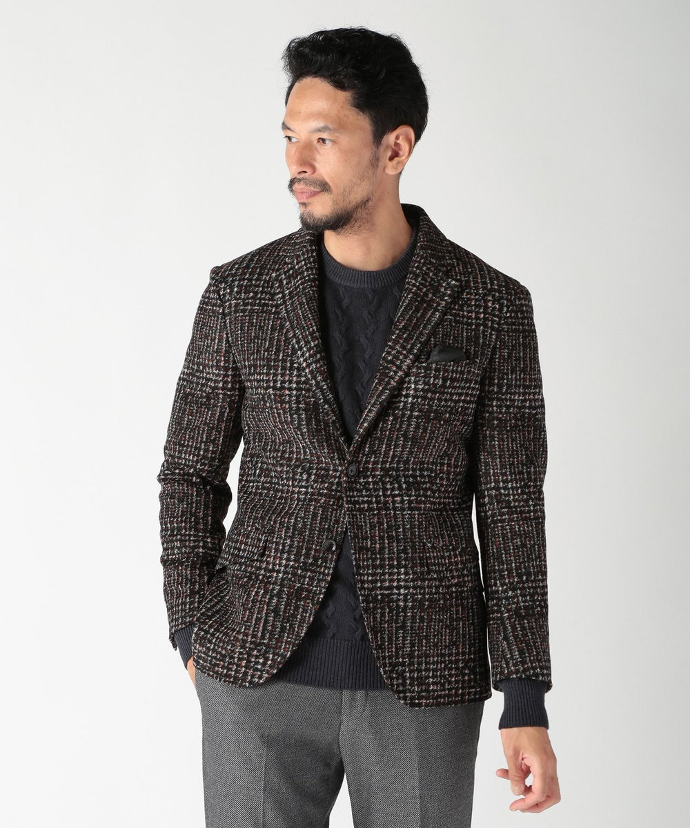 MEN'S BIGI 【RANIFICIO ROMA/ラニフィーチョローマ】ウールチェックジャージジャケット ブラック