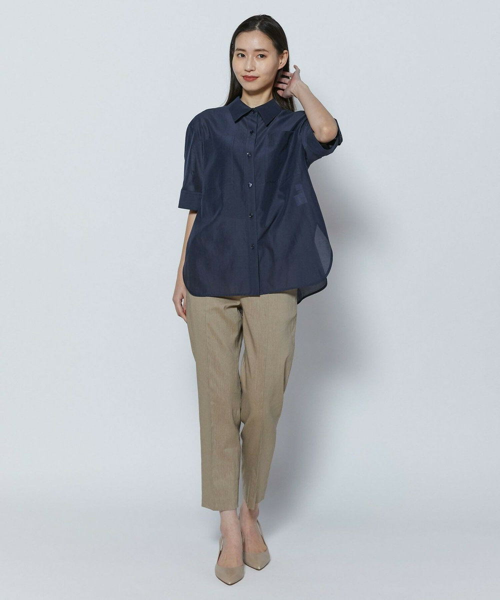 L'EQUIPE COUTURIER C/SEオーガンジーシャツ ネイビー