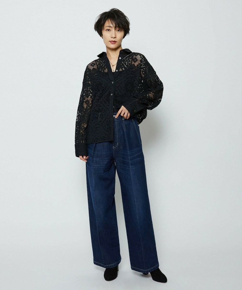 feerique feerique ヴィンテージライクワイドデニムパンツ インディゴブルー