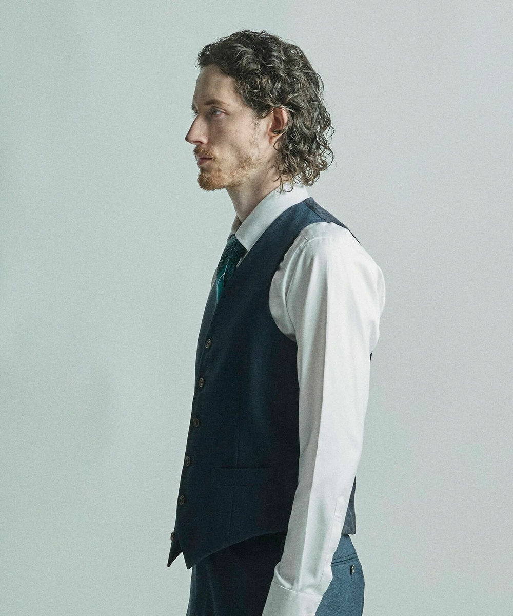 MEN'S BIGI ミックスヤーン/ポップサック リバーシブルベスト ネイビー