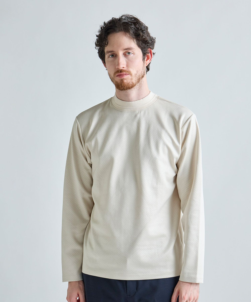 MEN'S BIGI テックスエードダンボールモックネックT オフホワイト