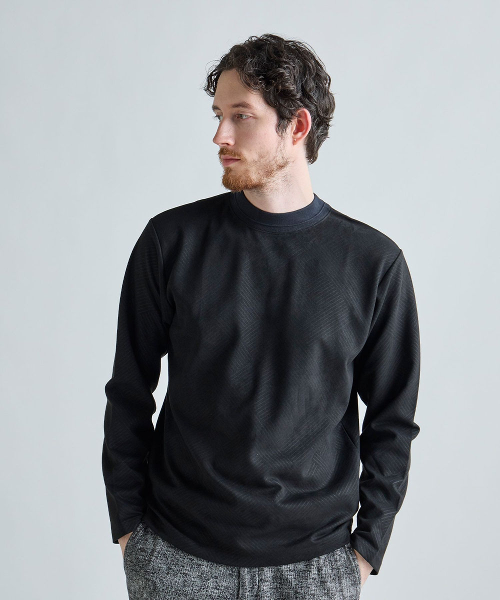 MEN'S BIGI テックスエードダンボールモックネックT ブラック