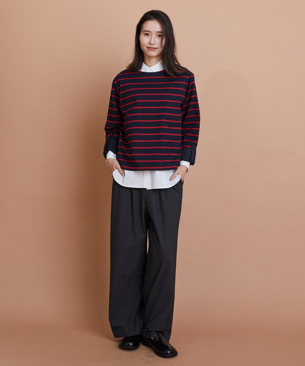L'EQUIPE Lサイズ（大きいサイズ） 【大きいサイズ】ウォッシャブルTR2wayストレートパンツ チャコールグレー