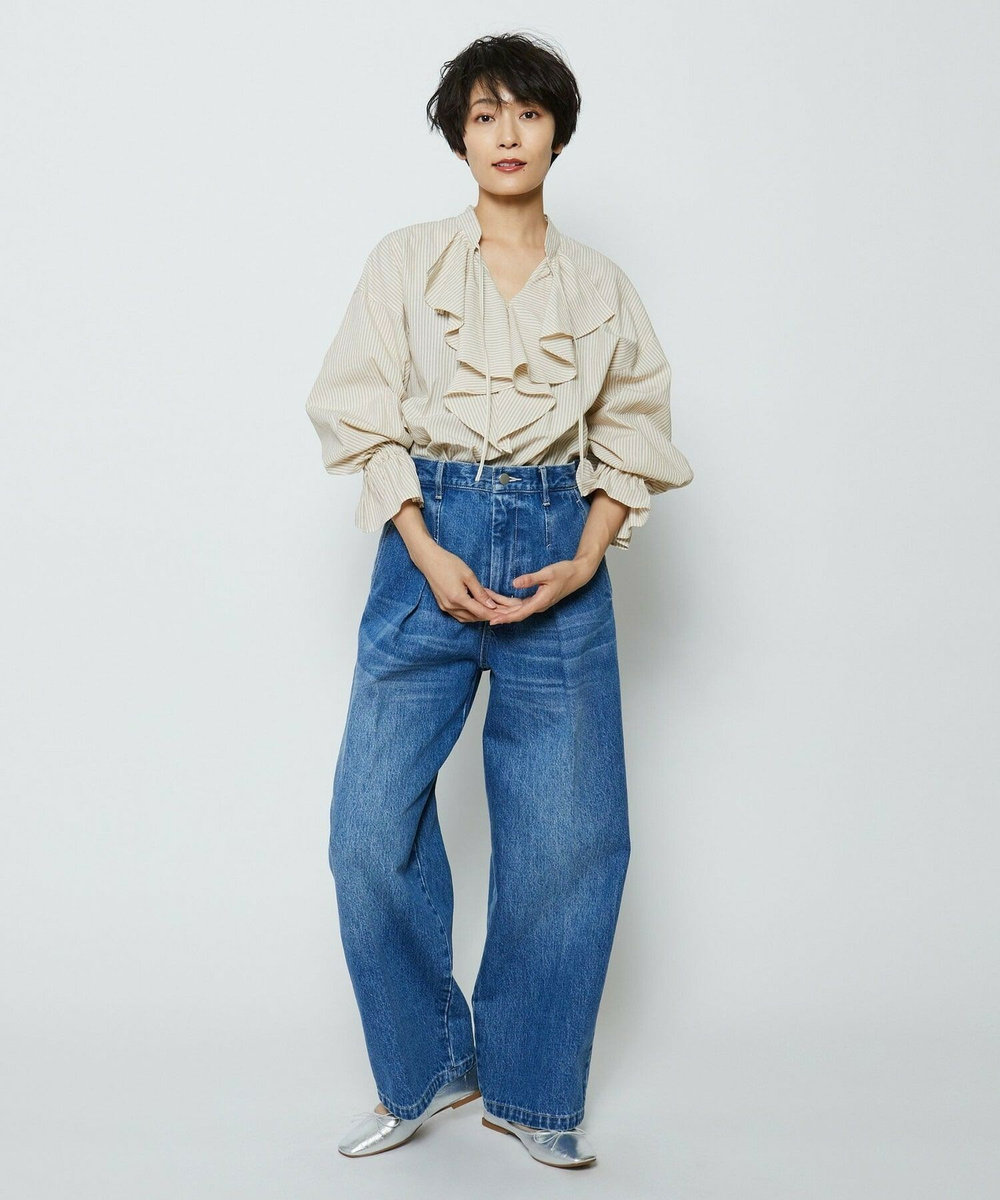 feerique feerique ヴィンテージライクワイドデニムパンツ ブルー
