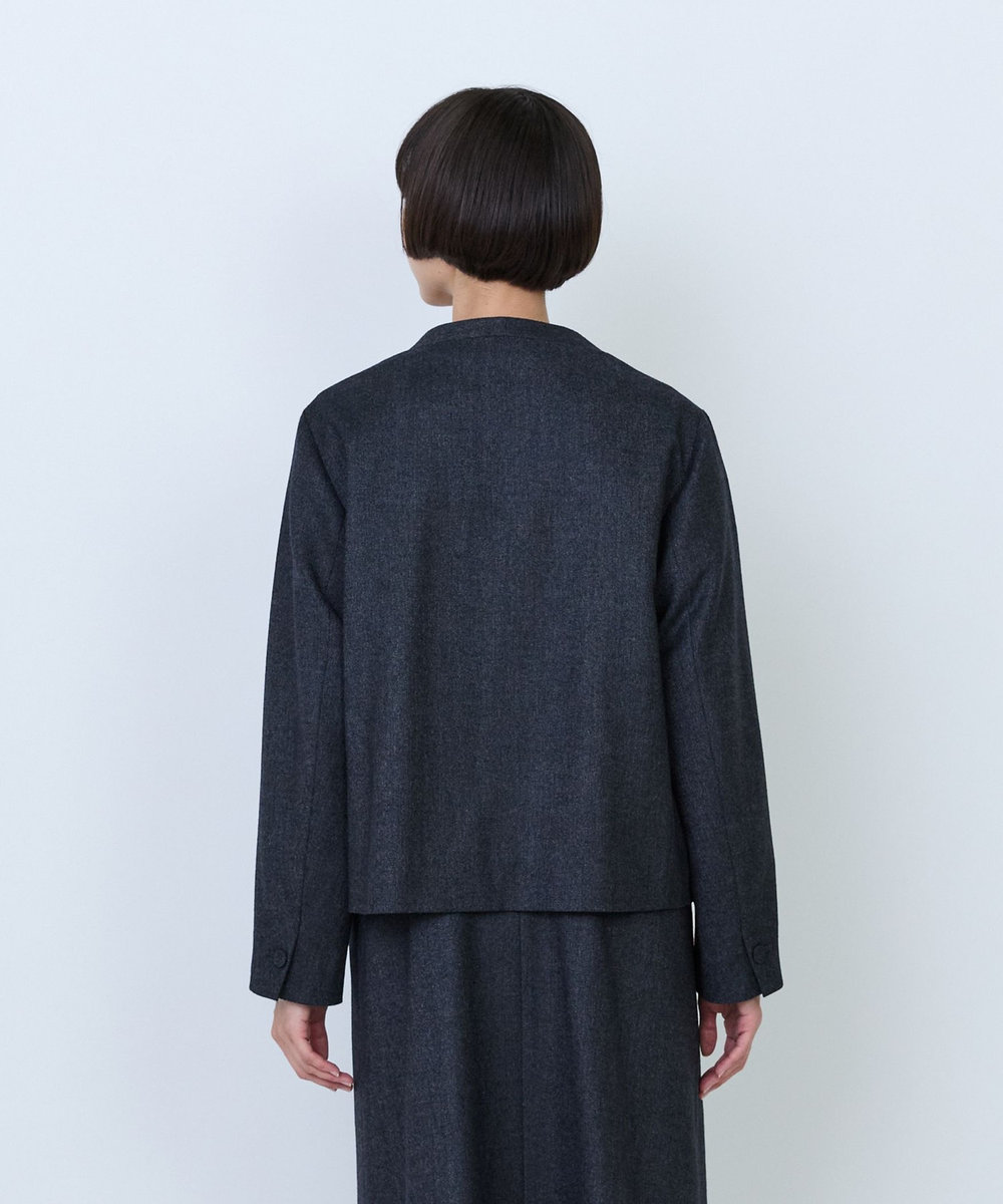 LOISIR クラシカルツイードショートジャケット チャコールグレー