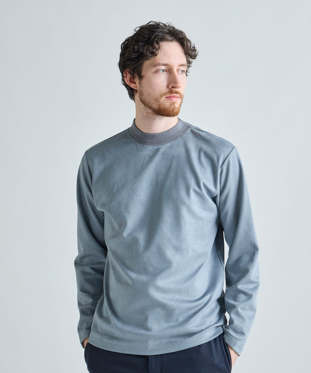 MEN'S BIGI テックスエードダンボールモックネックT ブルー