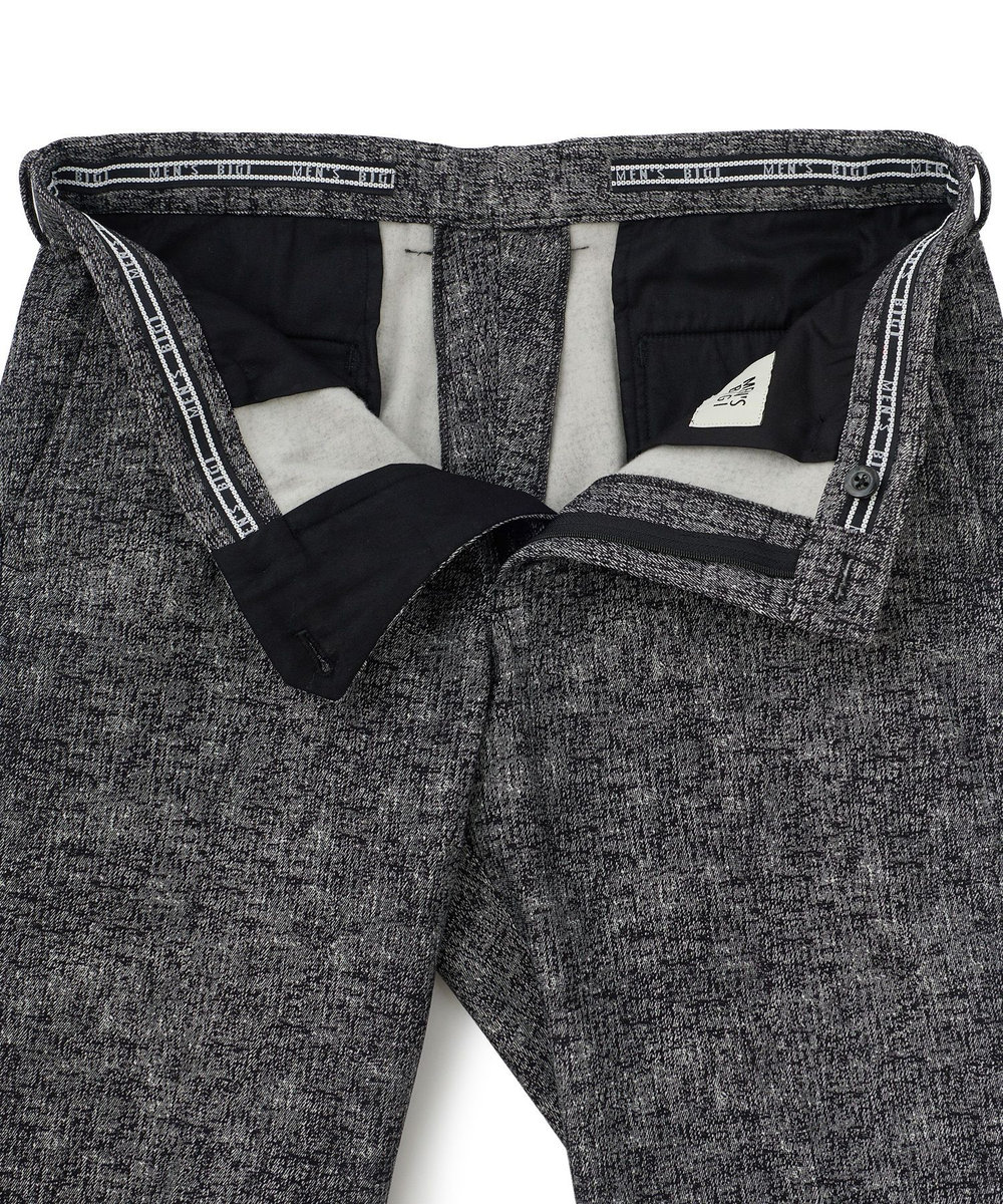 MEN'S BIGI ヒートパフォーマー ツイードプリント ストレッチパンツ［保温/ハイパワー2wayストレッチ］ ブラック