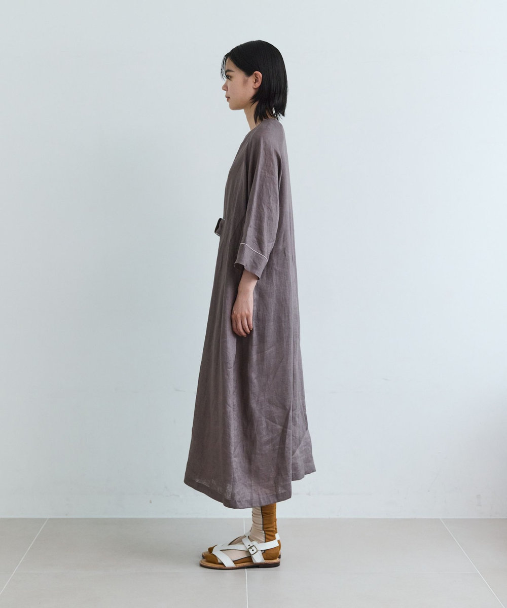 LOISIR ノーザンリネンベルテッドワンピース モカ