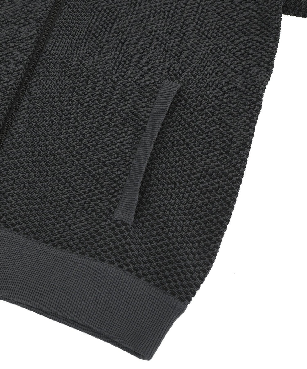 MEN'S BIGI ハニカムニット ジップパーカー ブラック系その他