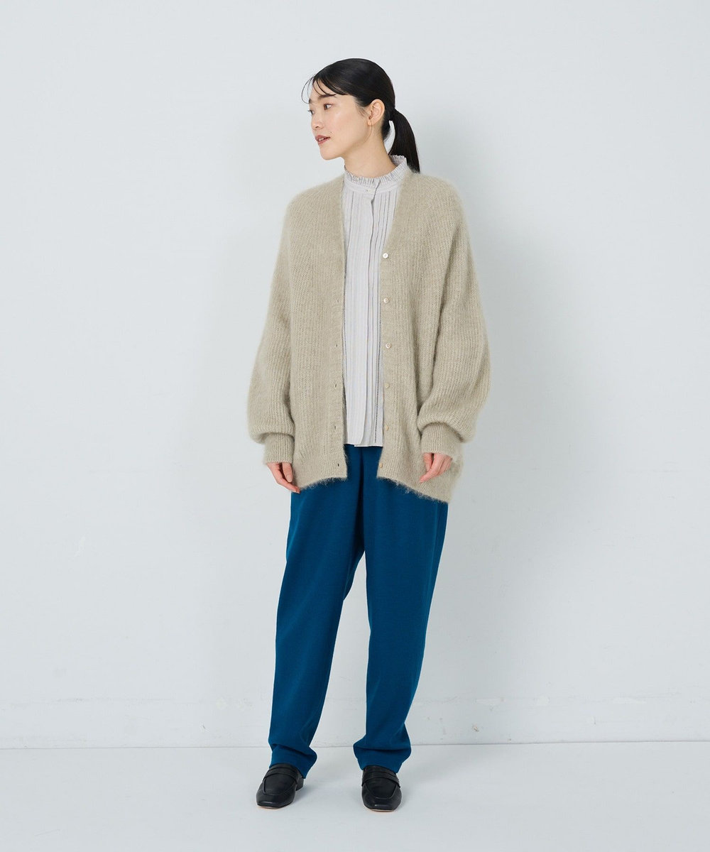ADIEU TRISTESSE モヘヤラム起毛畦カーディガン ベージュ