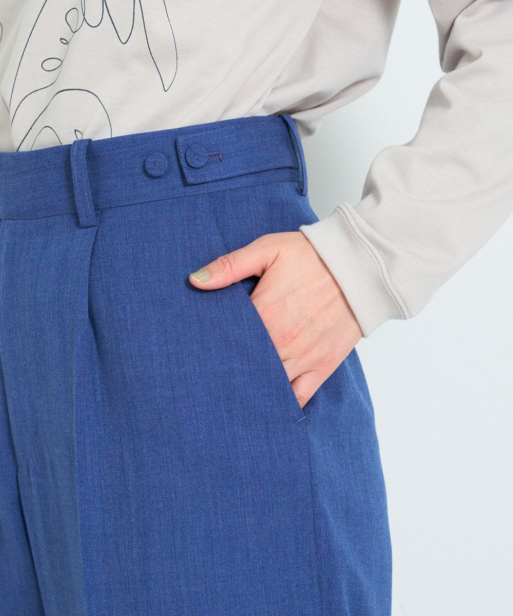 ADIEU TRISTESSE センタープレスストレートパンツ ブルー