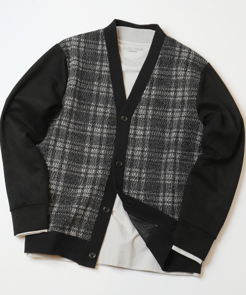 MEN'S BIGI 杢ジャガードニットプリントカーディガン ブラック