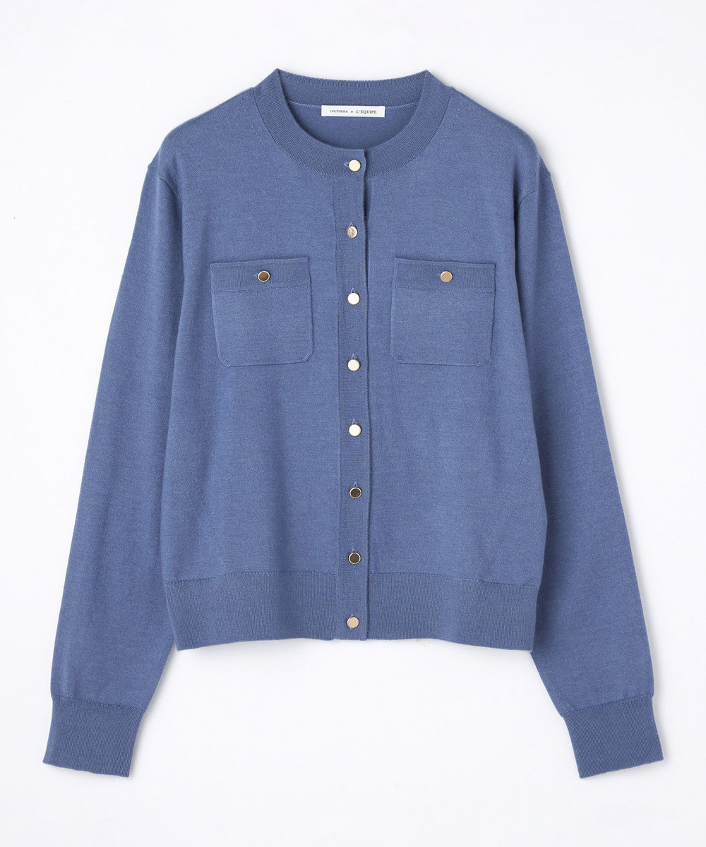L'EQUIPE COUTURIER カシミヤシルクHGニットカーディガン ブルー
