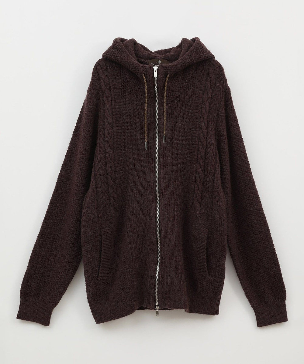 MEN'S BIGI ケーブルニットパーカー ブラウン