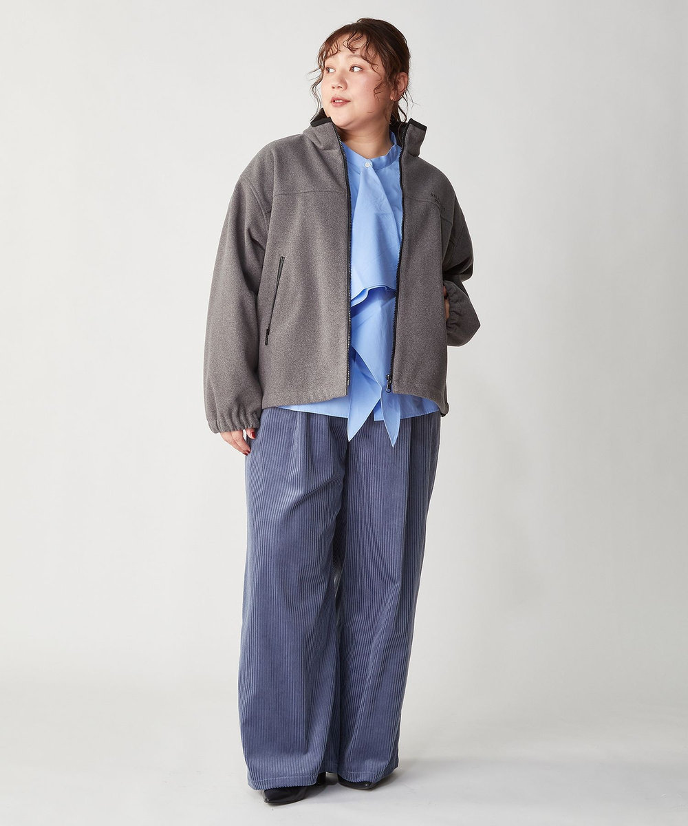 feerique Lサイズ（大きいサイズ） 【大きいサイズ】feerique エアニーハイネックブルゾン チャコールグレー