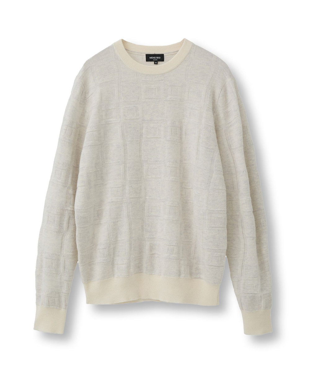 MEN'S BIGI リンクスジャカード クルーネックニット ホワイト
