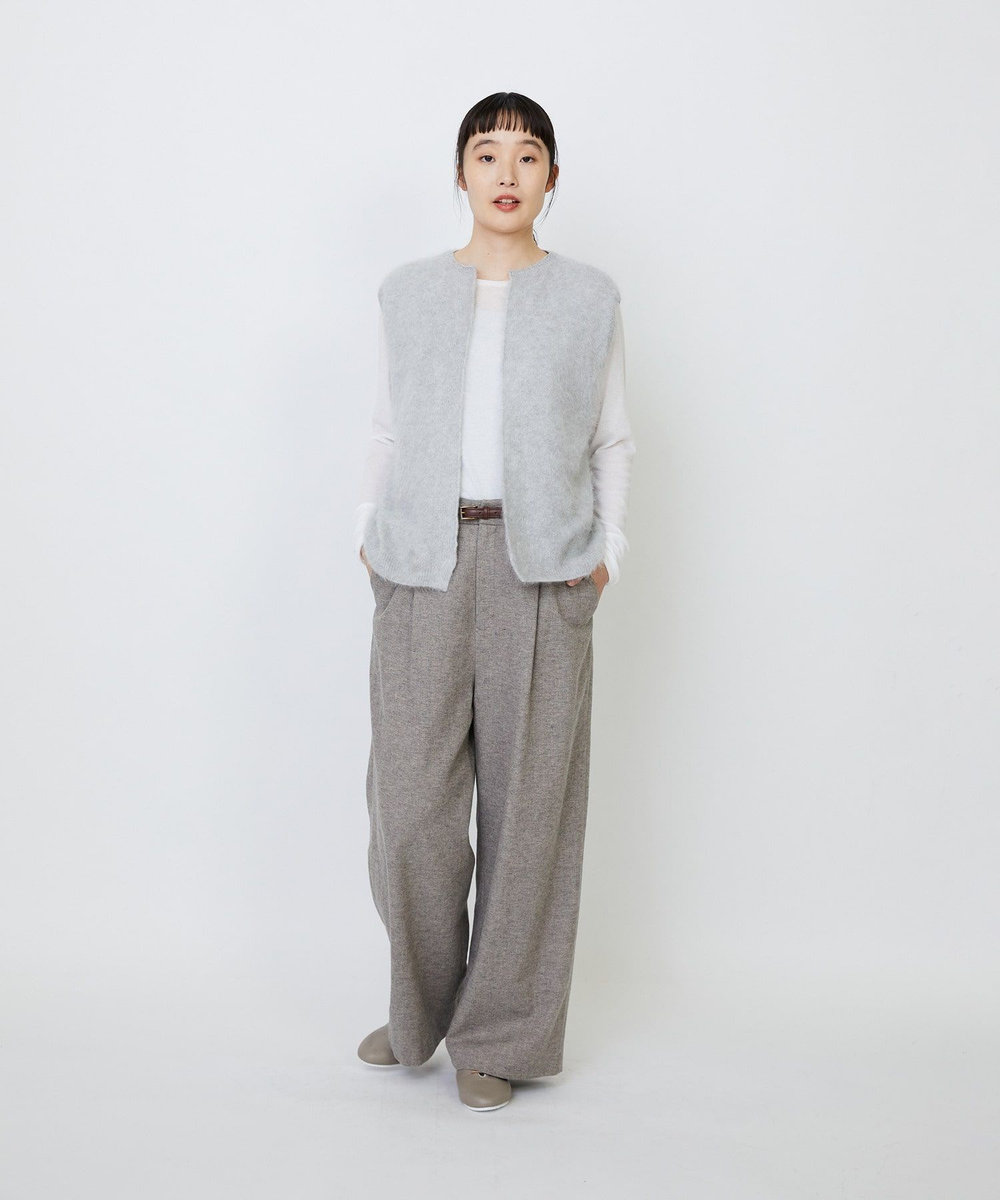 LOISIR カシミヤファー加工ベスト グレー