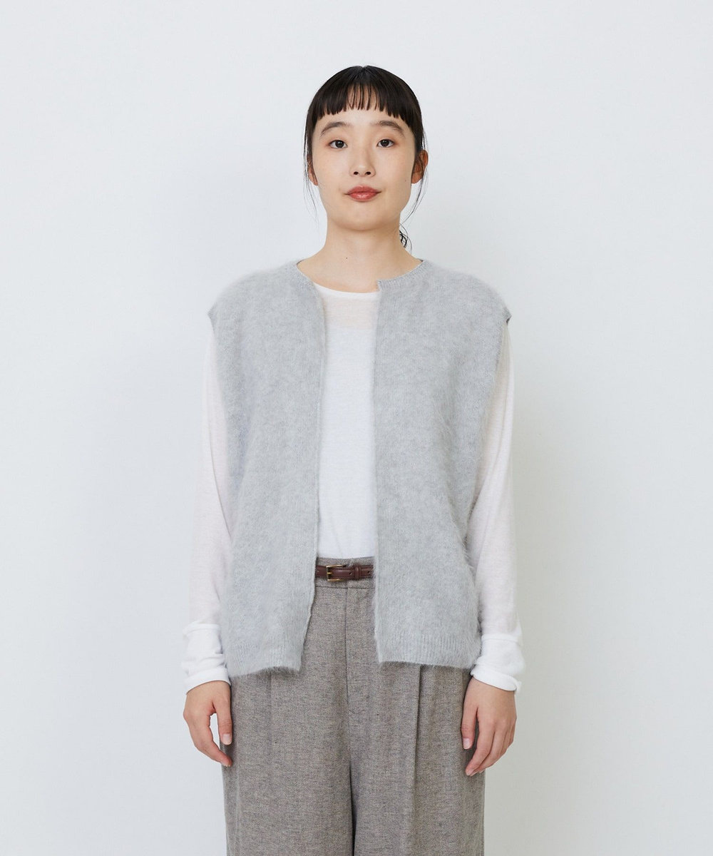 LOISIR カシミヤファー加工ベスト グレー
