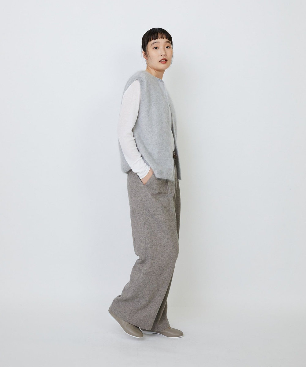 LOISIR カシミヤファー加工ベスト グレー