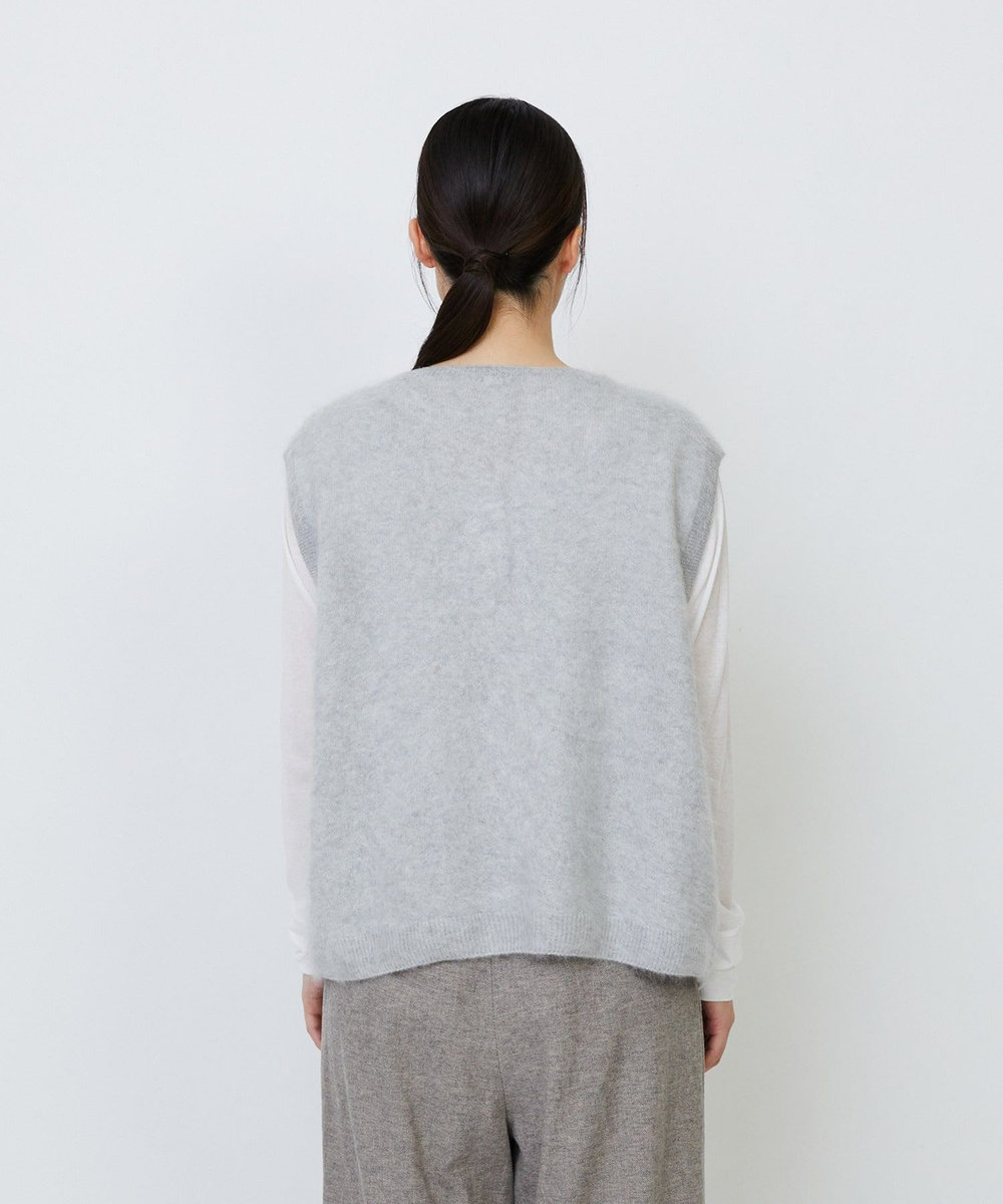 LOISIR カシミヤファー加工ベスト グレー