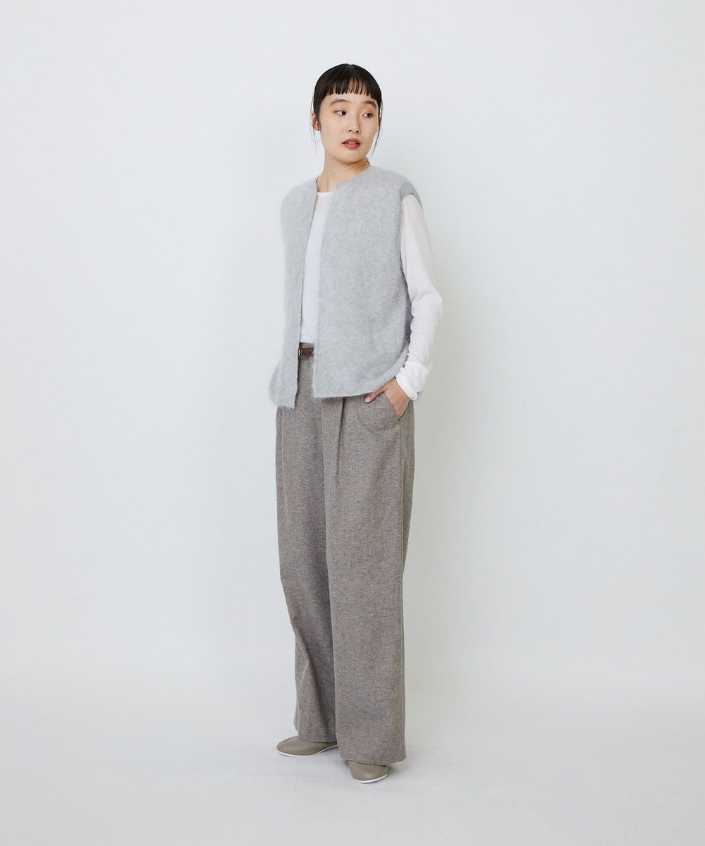 LOISIR カシミヤファー加工ベスト グレー