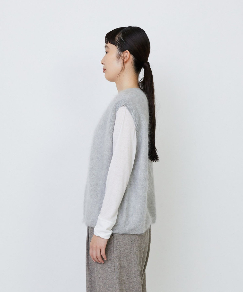 LOISIR カシミヤファー加工ベスト グレー