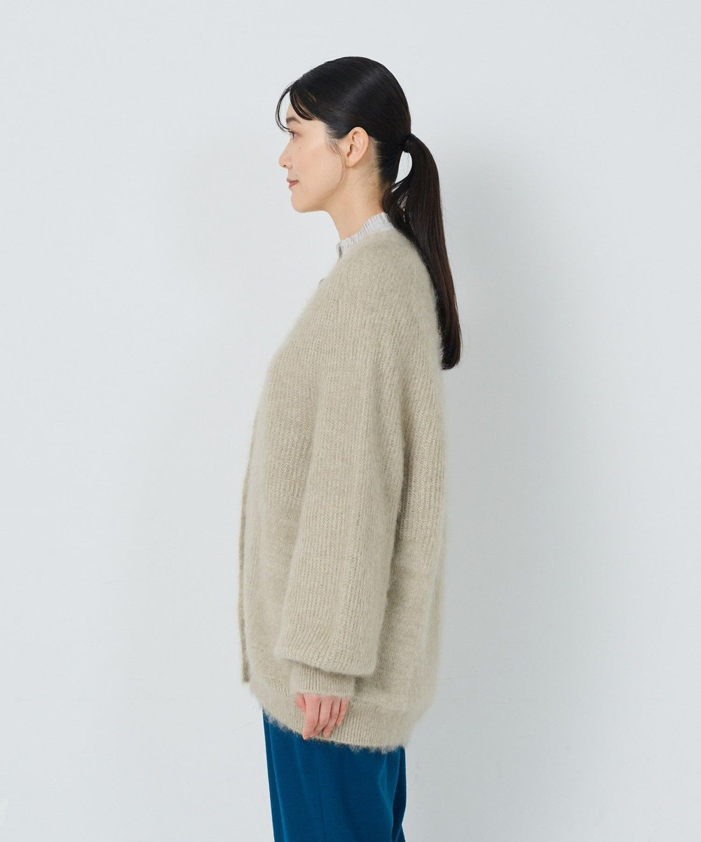 ADIEU TRISTESSE モヘヤラム起毛畦カーディガン ベージュ