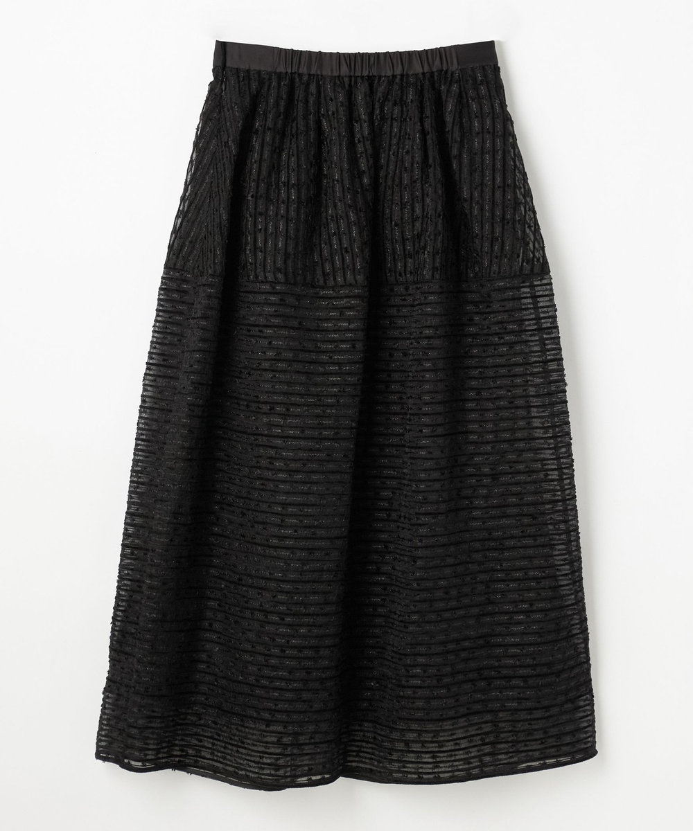 DÉPAREILLÉ MOLE BORDER ORGANDY SKIRT / モールボーダーオーガンジースカート ブラック