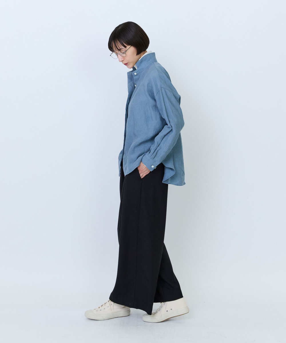 LOISIR グランジリネンボクシーシャツ ブルー