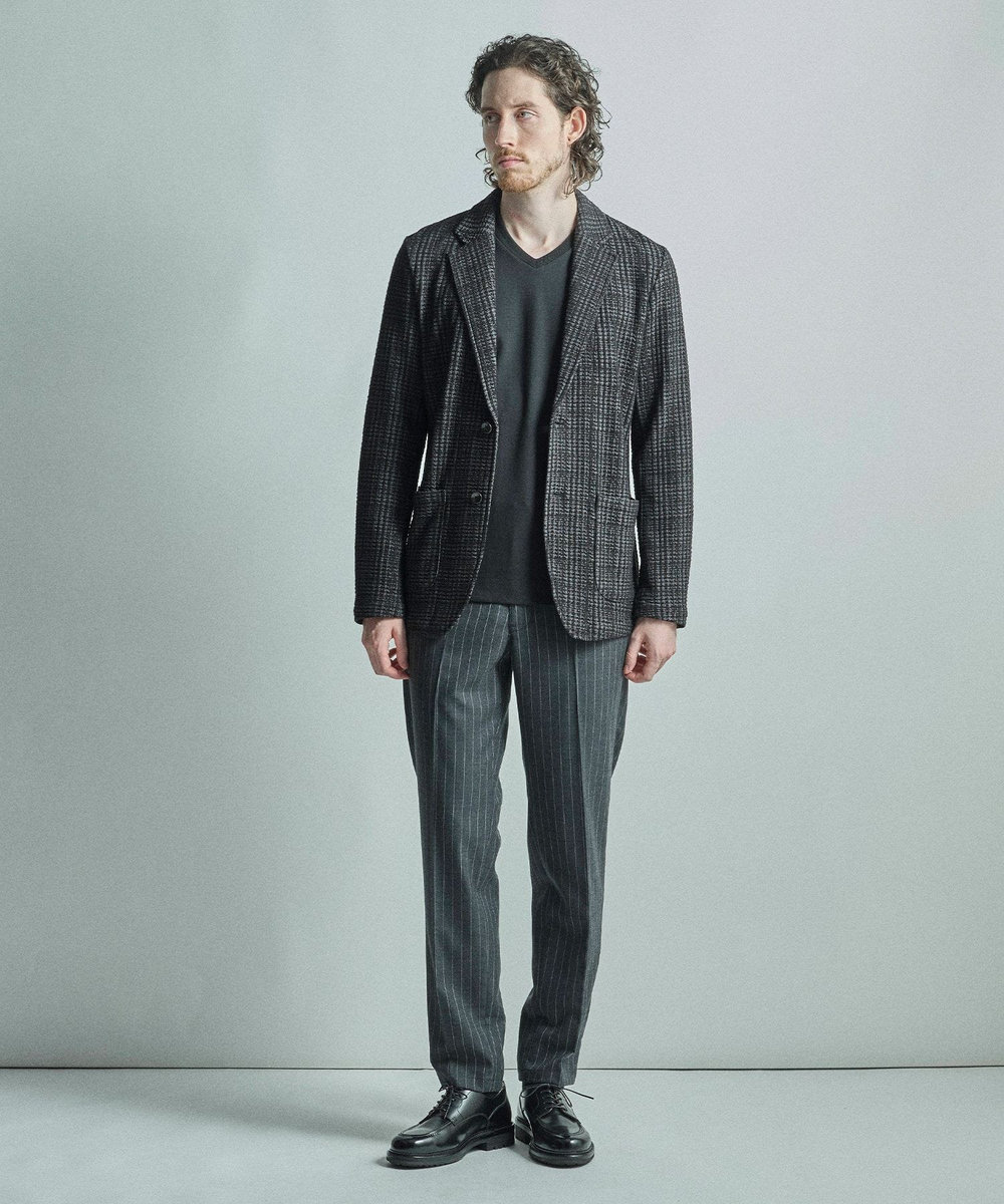 MEN'S BIGI 【ACTIVE TAILOR/アクティブテイラー】シルケットスムースVネック長袖Tシャツ ブラック