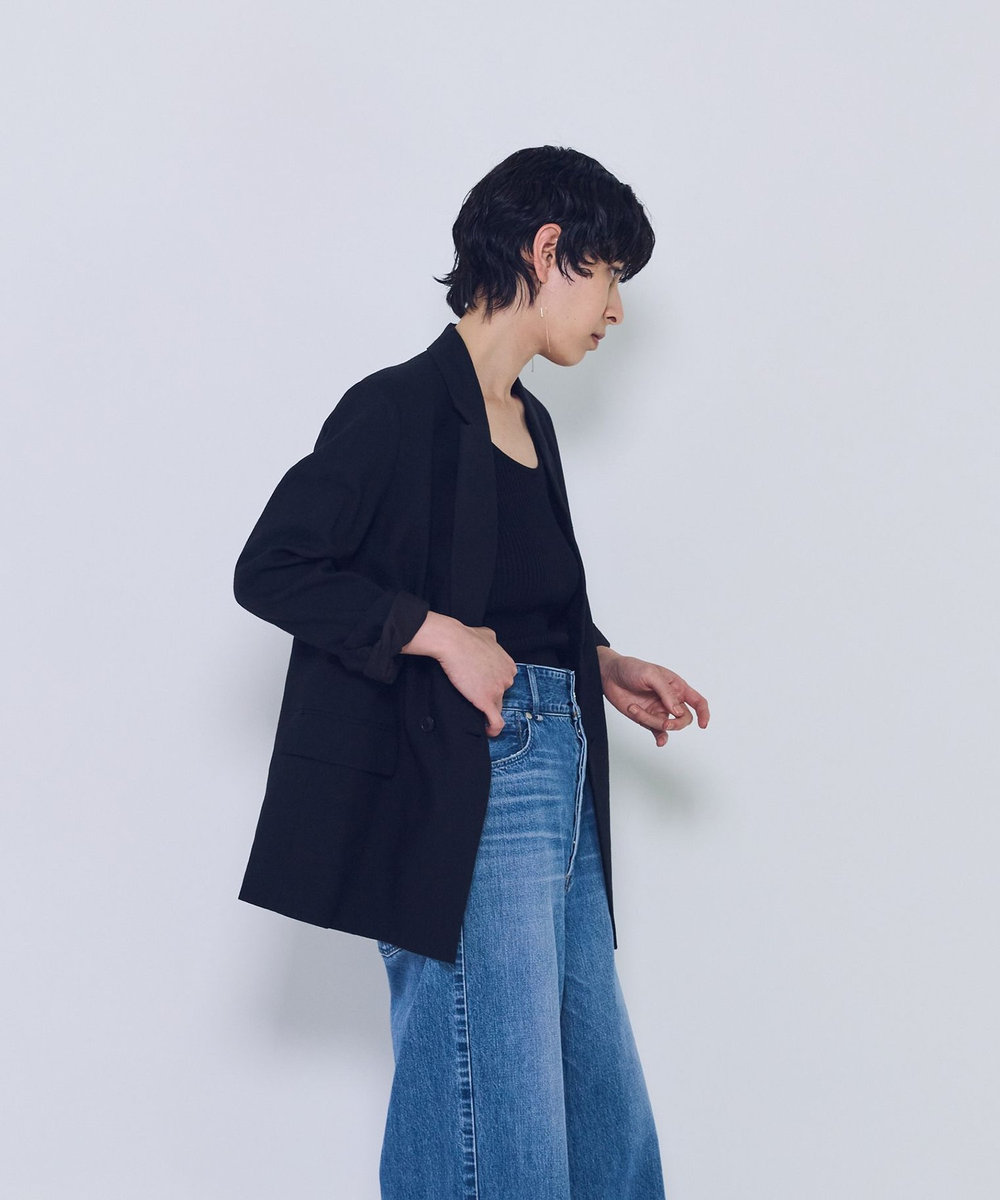 1er Arrondissement リネンビスコースジャケット ブラック