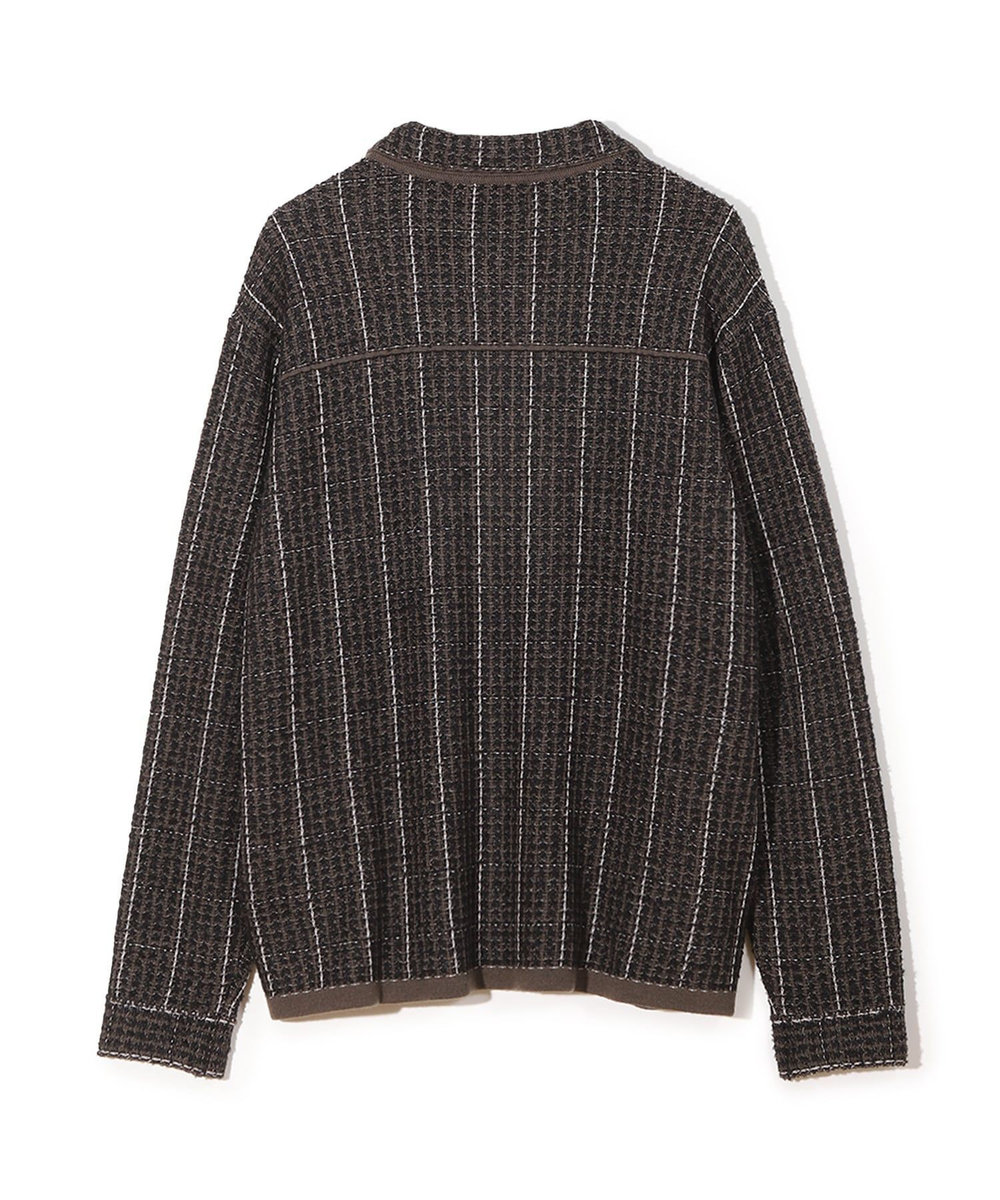 MEN'S BIGI ツイードチェック ニットブルゾン ブラウン