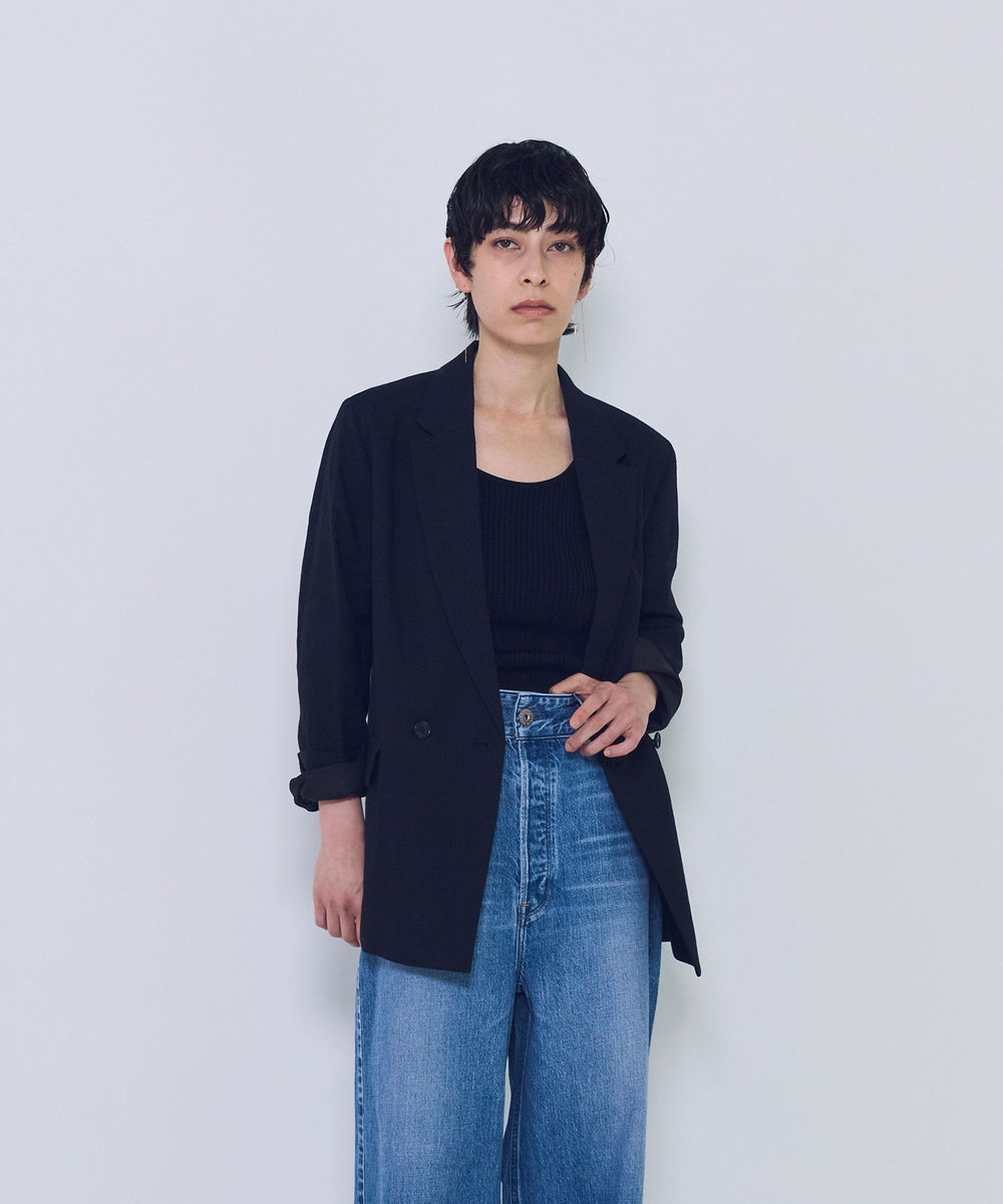 1er Arrondissement リネンビスコースジャケット ブラック