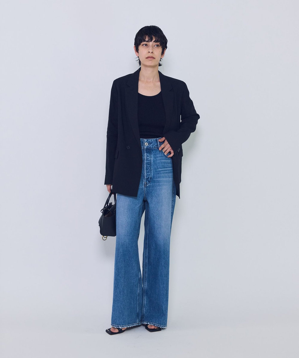 1er Arrondissement リネンビスコースジャケット ブラック