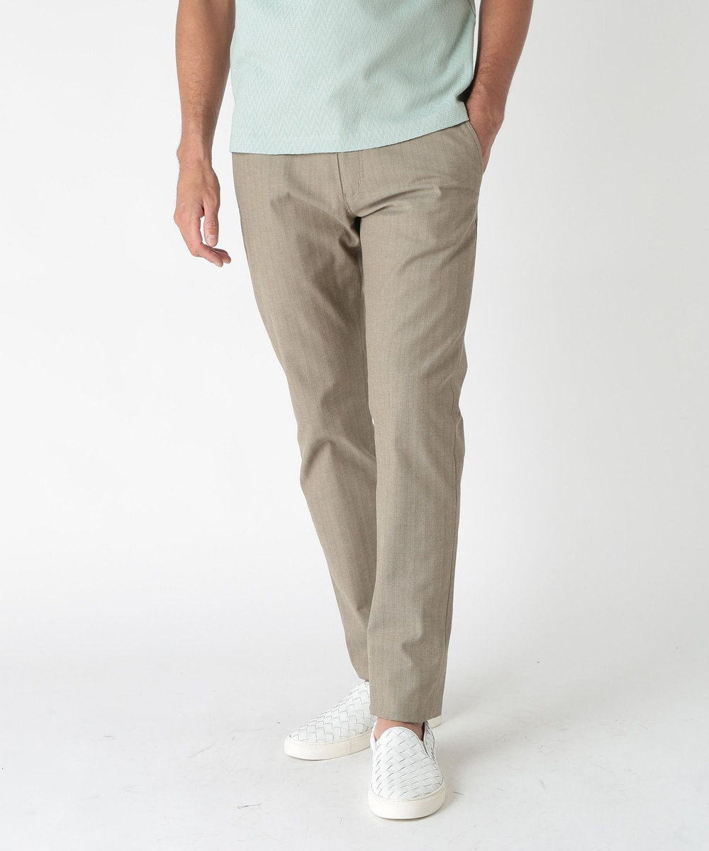 MEN'S BIGI ＜ON/OFF兼用＞シャドーヘリンボーンストレッチパンツ ベージュ