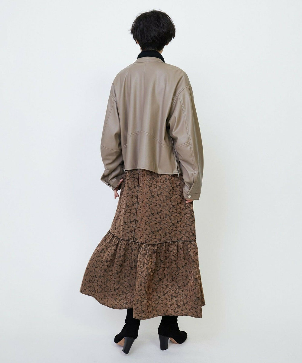 feerique feerique フェイクレザーストレッチブルゾン モカ