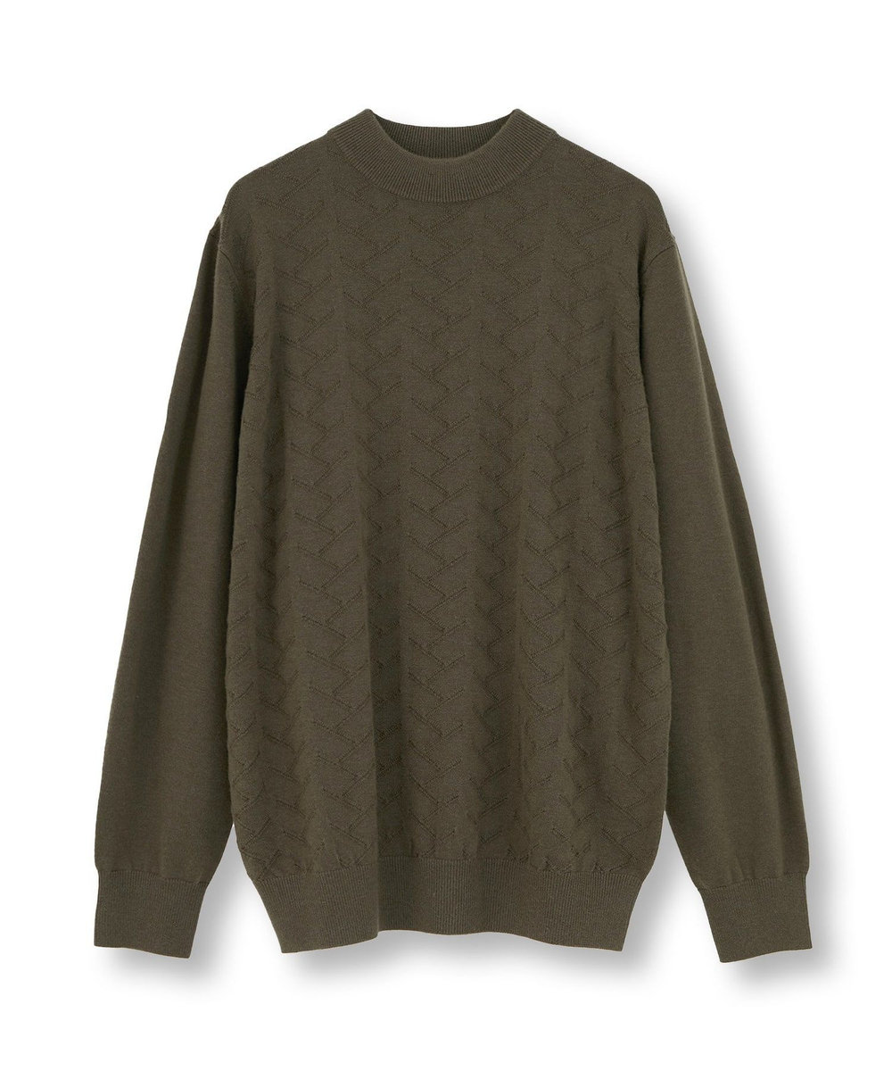 MEN'S BIGI 【ACTIVE TAILOR/アクティブテイラー】12Gジャカードモックネックニット カーキ