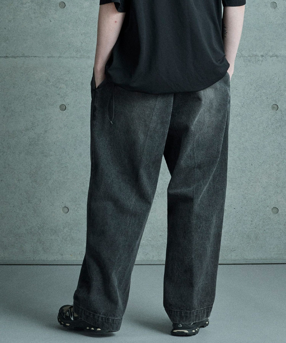 MEN'S BIGI セミワイドデニムタックパンツ ブラック