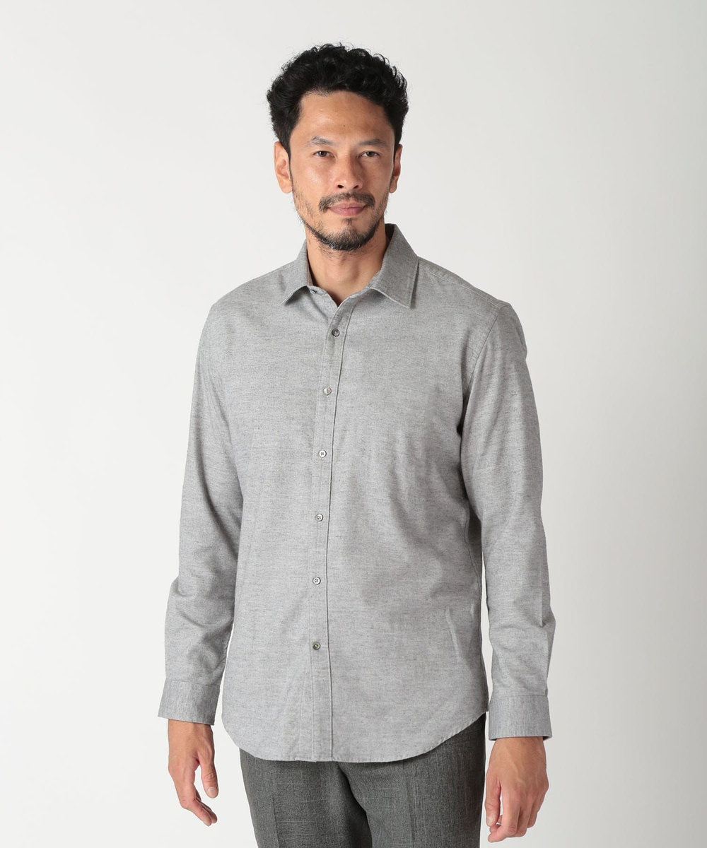 MEN'S BIGI フランネルフレンチフロントカジュアルシャツ グレー