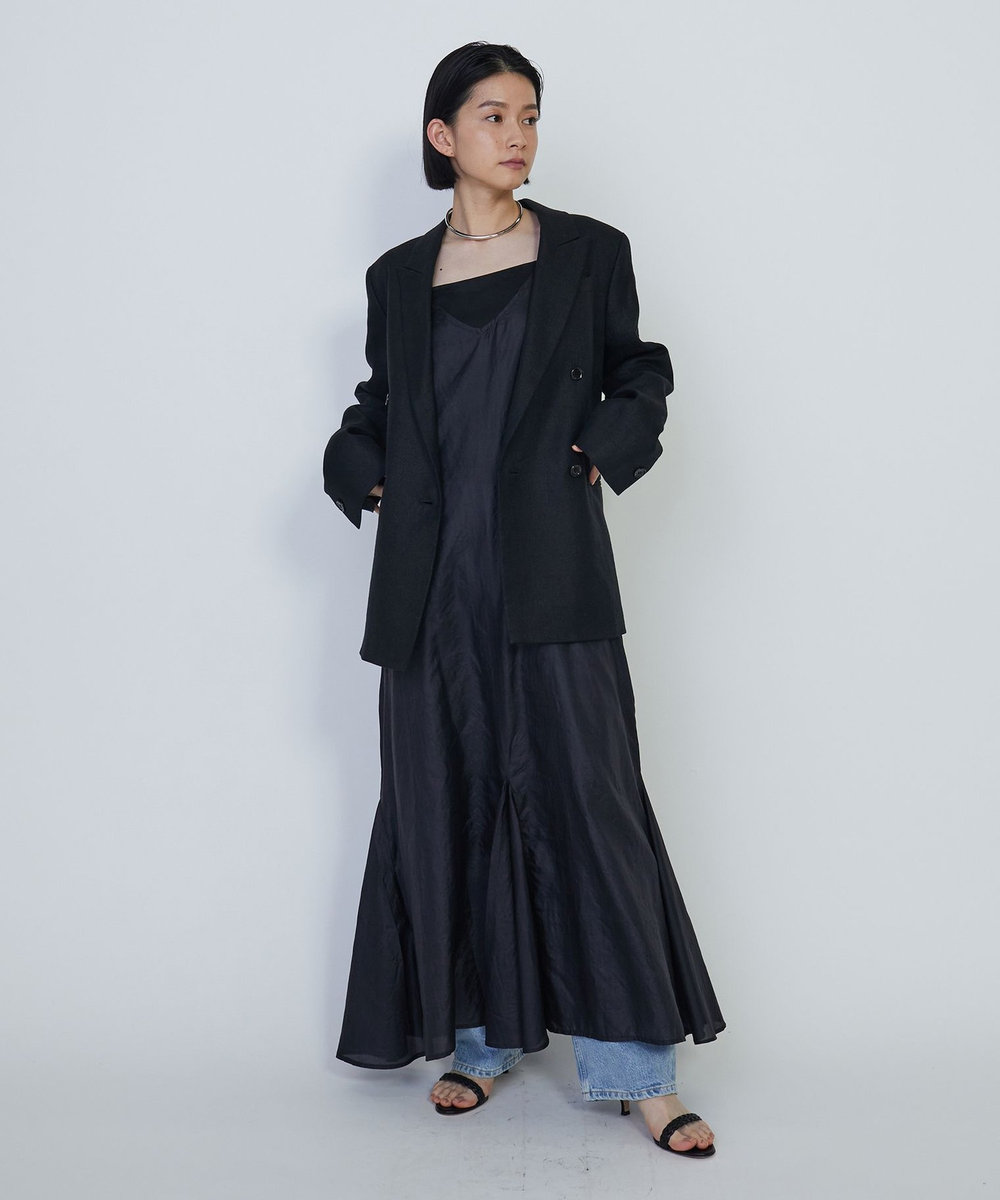 1er Arrondissement リネンツイルダブルブレストジャケット ブラック