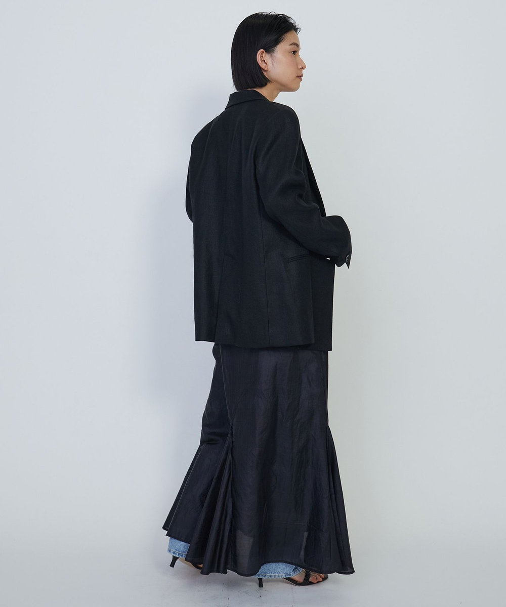 1er Arrondissement リネンツイルダブルブレストジャケット ブラック