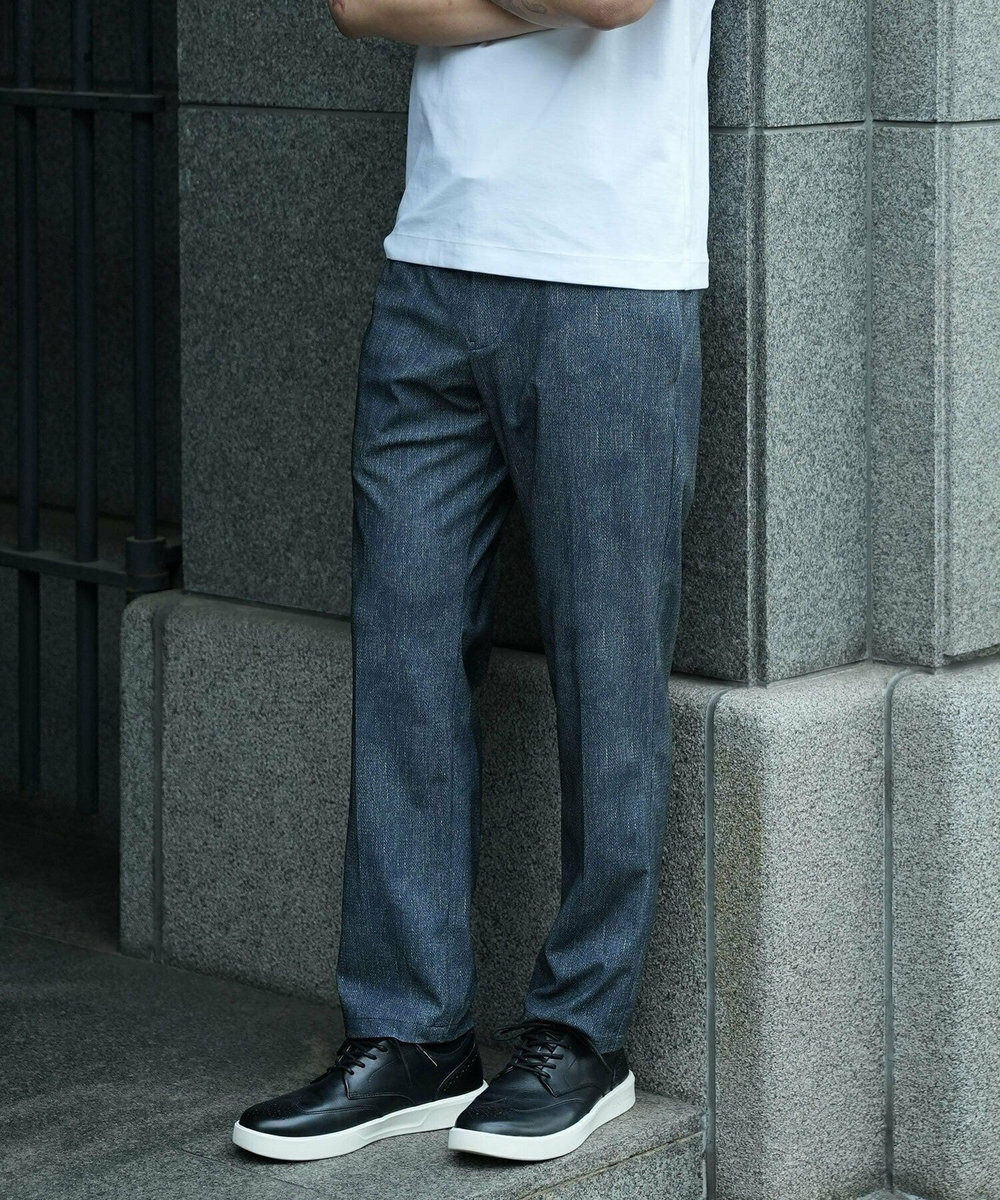 MEN'S BIGI 【COLE HAAN/コール ハーン】別注 トリコットメッシュデニムプリント ストレッチパンツ＜吸水速乾/EASY CARE＞ ブルー